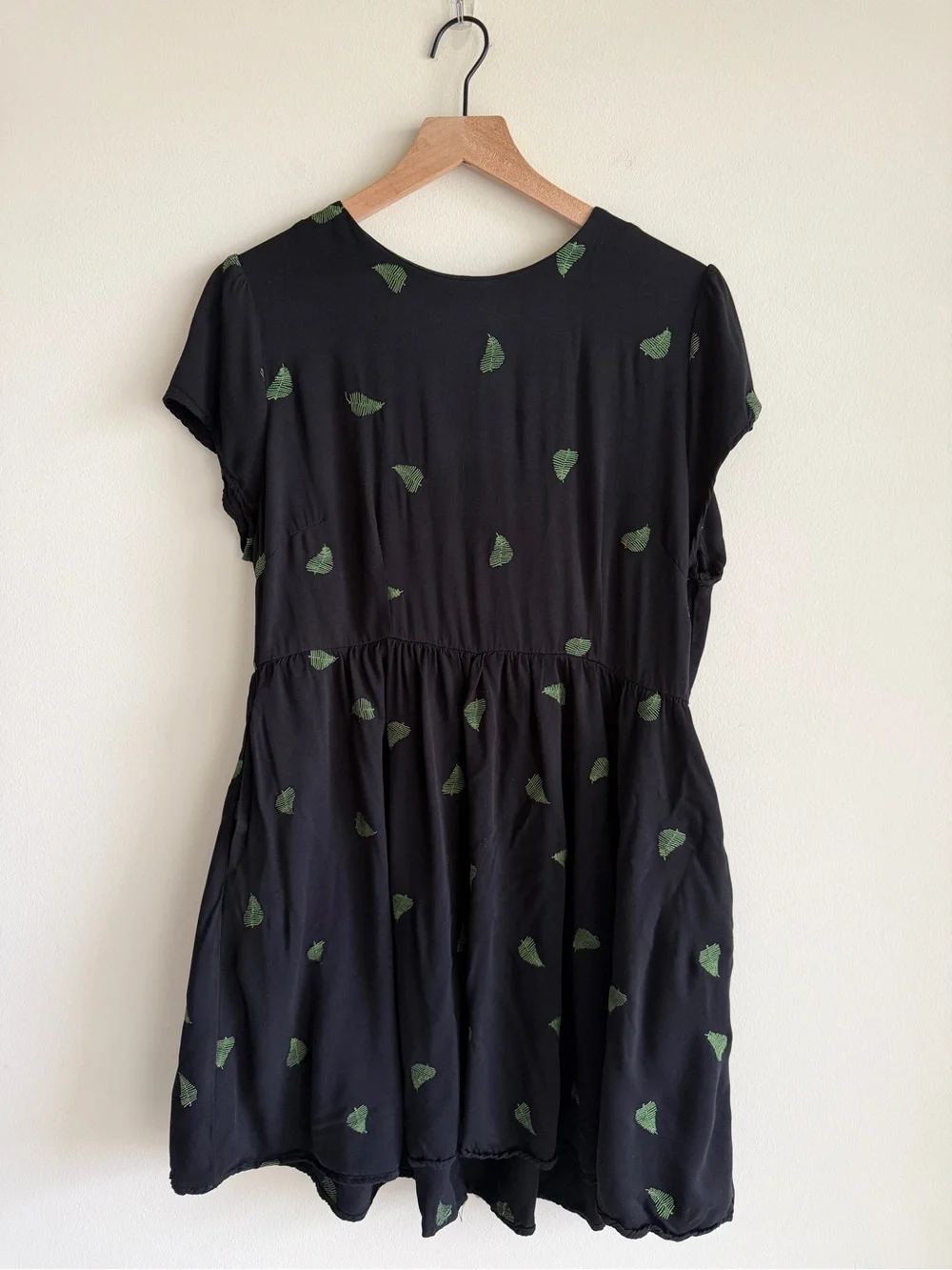 Disturbia Osmunda Fern Embroidered Mini Skater Dress US 10 Black Green Goth - Picture 3 of 15